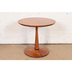 Kipp Stewart for Drexel Declaration Sculpted Walnut Pedestal Side Table, Circa 1960s