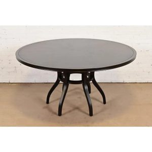 Barbara Barry for Baker Furniture Modern Art Deco Mahogany Pedestal Dining Table, Newly Refinished