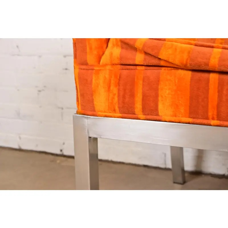 Leon Rosen for Pace Collection Mid-Century Modern Chrome and Upholstered Dining Chairs, Set of Four - Image 9