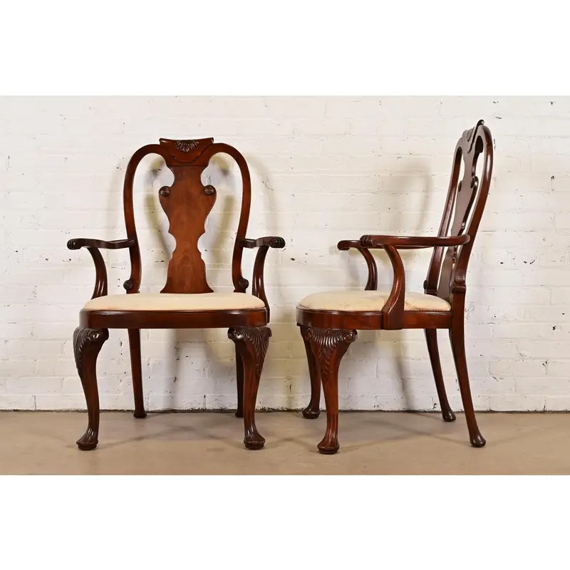 Baker Furniture Georgian Carved Mahogany Dining Chairs, Set of Six - Image 10