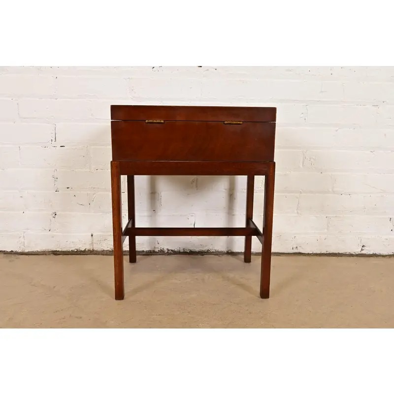 Baker Furniture Georgian Inlaid Mahogany Chest on Stand Side Table - Image 10