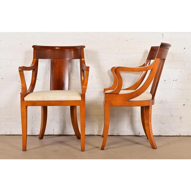 Baker Furniture Regency Solid Cherry Wood Armchairs, Pair - Image 10