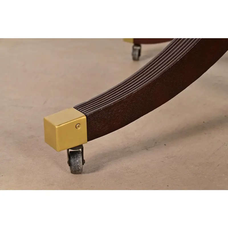 Baker Furniture Style English Georgian Banded Mahogany Double Pedestal Extension Dining Table, Newly Refinished - Image 10