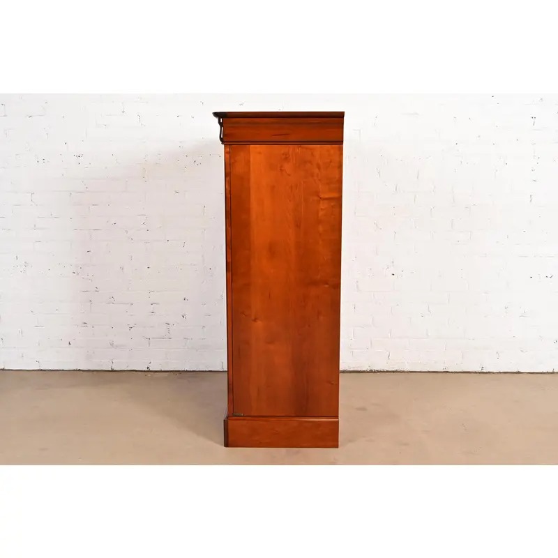 Grange French Louis Philippe Carved Cherry Wood Highboy Dresser or Chest of Drawers - Image 10