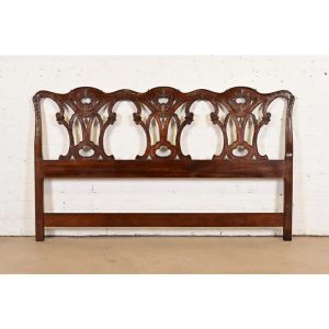 Henredon Chippendale Carved Mahogany King Size Headboard