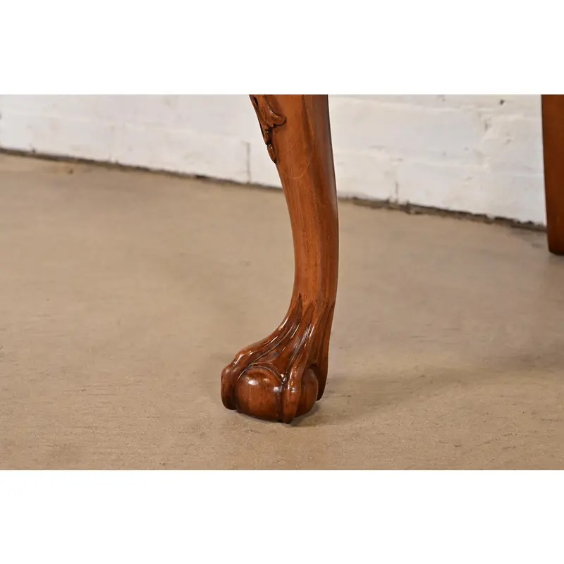 Romweber Chippendale Carved Walnut and Burl Wood Dining Chairs, Set of Six - Image 10