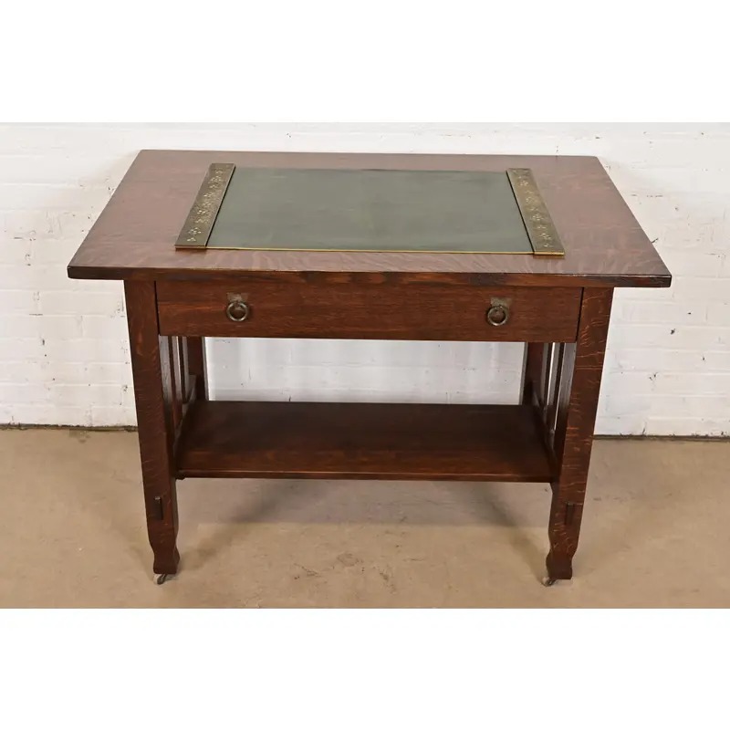 Tiffany Studios New York Bronze and Abalone Blotter Ends With Leather Desk Blotter - Image 10