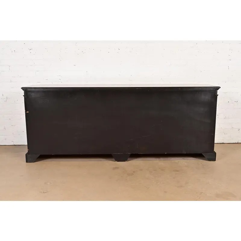 Baker Furniture French Regency Louis XVI Carved Cherry and Burl Wood Sideboard or Bar Cabinet, Circa 1960s - Image 11