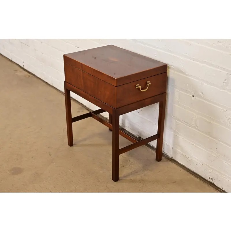 Baker Furniture Georgian Inlaid Mahogany Chest on Stand Side Table