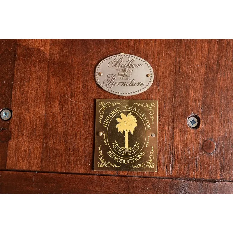 Baker Furniture Historic Charleston Georgian Banded Mahogany Double Pedestal Extension Dining Table, Newly Refinished - Image 11