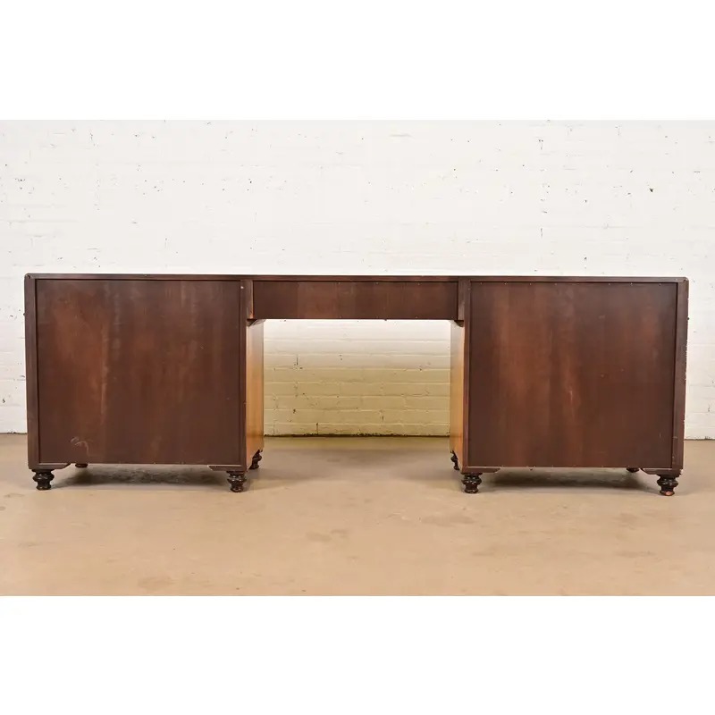 Baker Furniture Mid-Century Hollywood Regency Campaign Satinwood Desk or Executive Credenza, Circa 1960s - Image 11