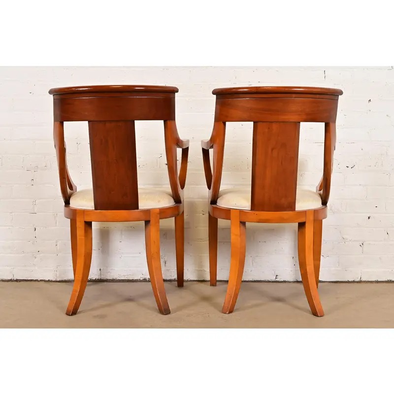 Baker Furniture Regency Solid Cherry Wood Armchairs, Pair - Image 11