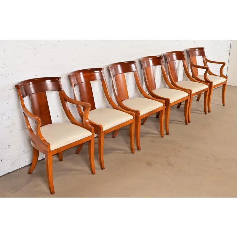 Baker Furniture Regency Solid Cherry Wood Side Chairs or Dining Chairs, Pair - Image 11