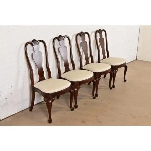 Ethan Allen Queen Anne Solid Mahogany Side Chairs or Dining Chairs, Set of Four