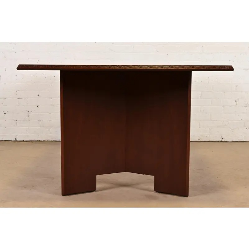 Frank Lloyd Wright for Heritage-Henredon Taliesin Mahogany Extension Dining Table, Newly Refinished - Image 11