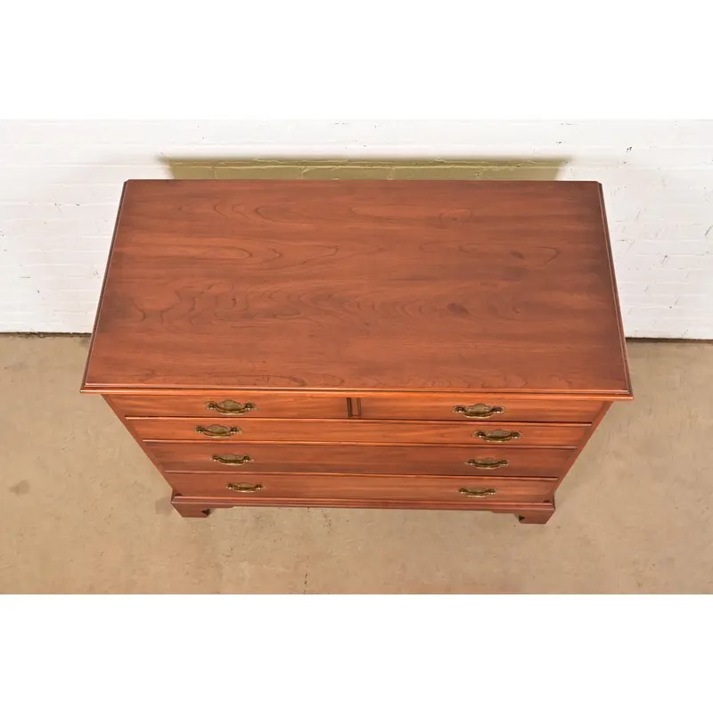 Henkel Harris Georgian Solid Cherry Wood Five-Drawer Dresser or Chest of Drawers, Circa 1960s - Image 11