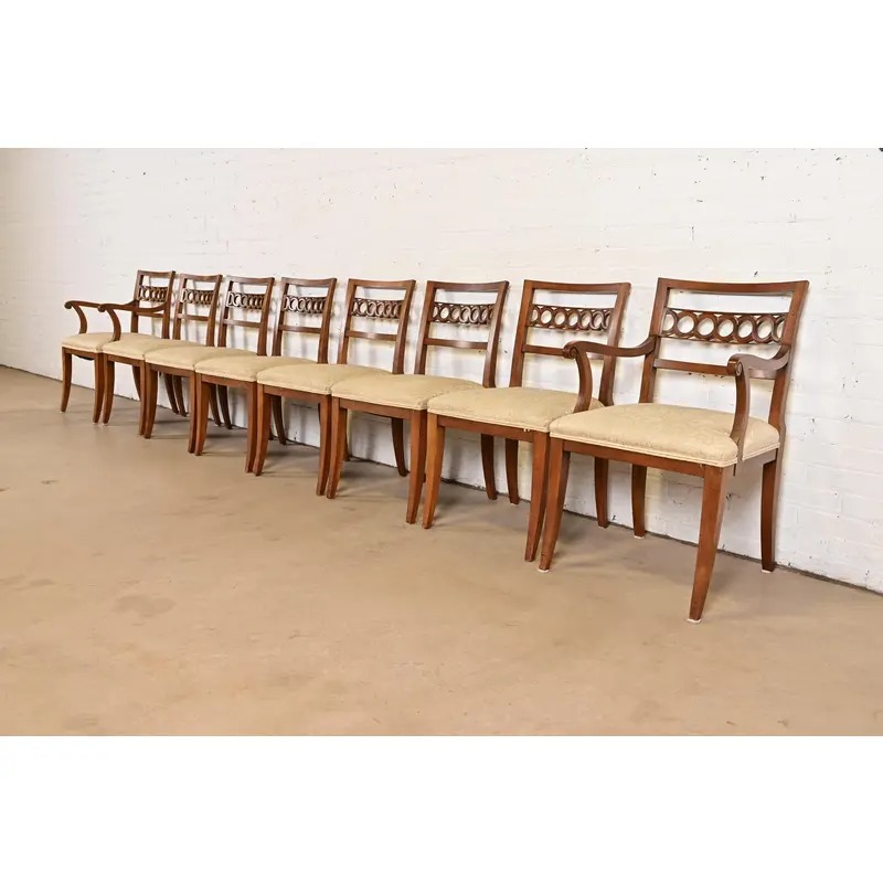 Kindel Furniture Regency Carved Cherry Wood Armchairs, Pair - Image 11