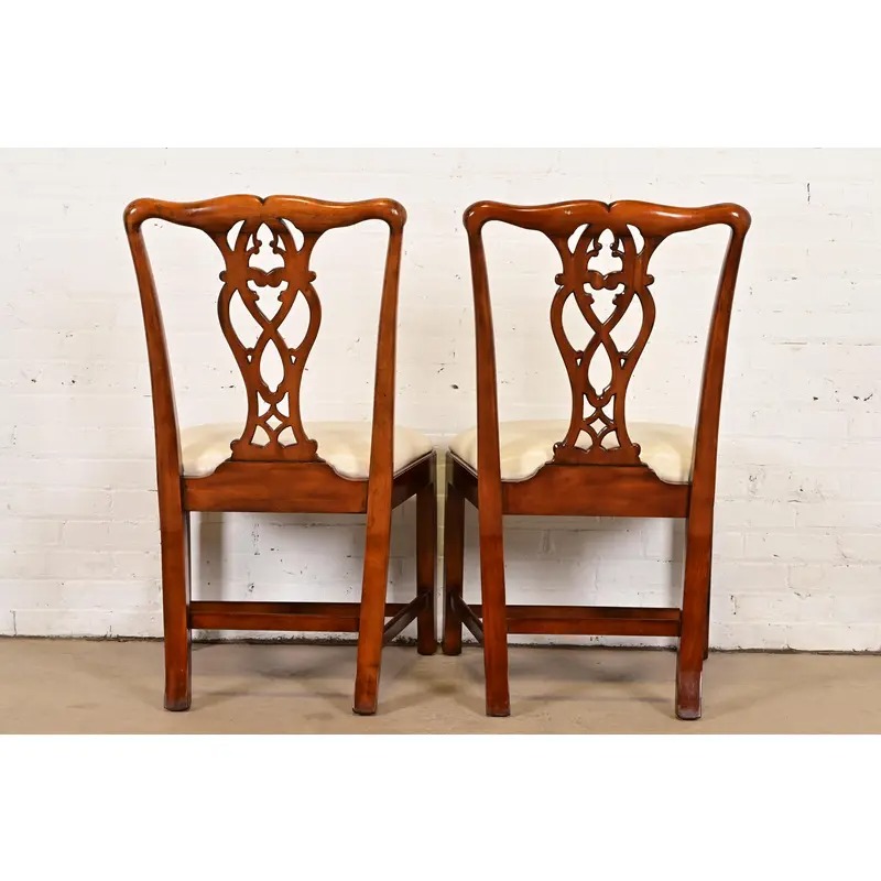 Maitland Smith Georgian Carved Mahogany Side Chairs or Dining Chairs, Pair - Image 11