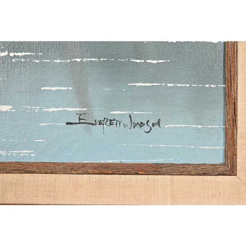 Original Artist Signed "Barn in Snowfall" Oil Painting on Canvas in Carved Wood Frame - Image 11