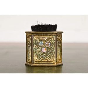 Tiffany Studios New York Bronze Doré and Abalone Pen Brush