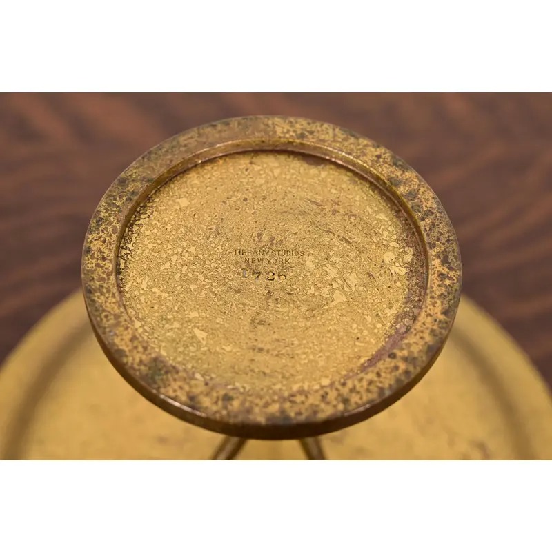 Tiffany Studios New York Bronze Doré Pedestal Bowl or Compote Dish - Image 11