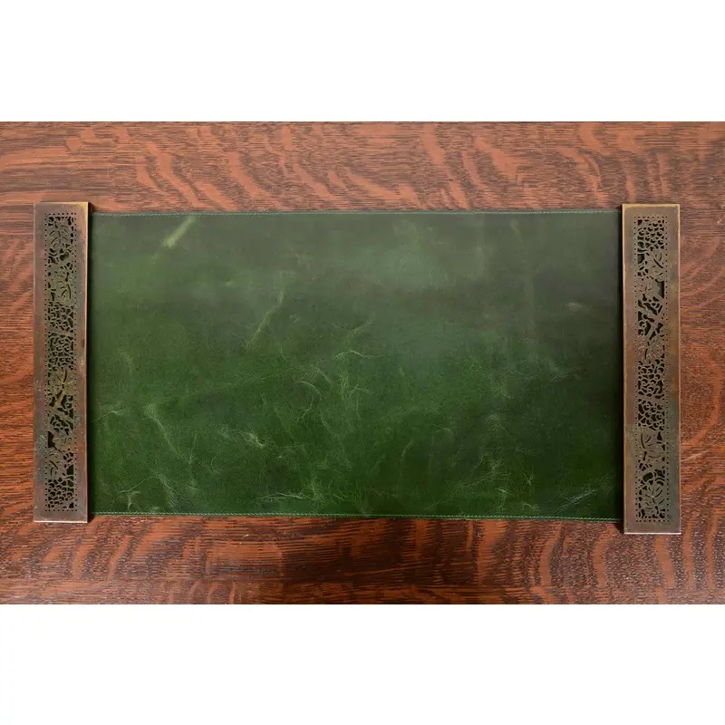 Tiffany Studios New York Grapevine Bronze Blotter Ends With Leather Desk Blotter