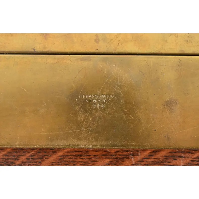 Tiffany Studios New York Grapevine Bronze Doré Blotter Ends With Leather Desk Blotter - Image 11