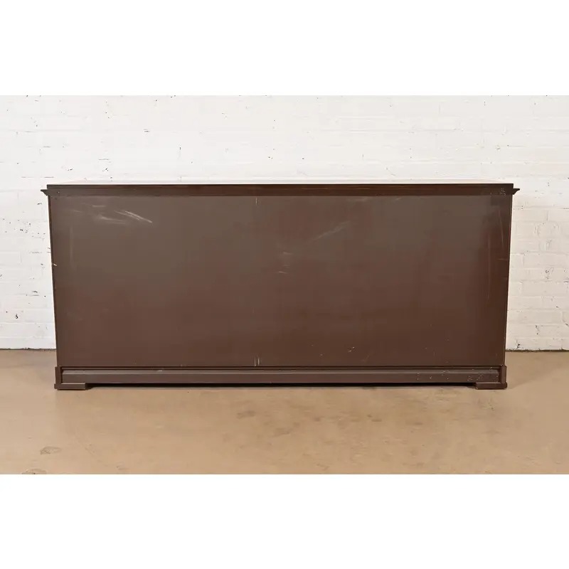 Baker Furniture French Regency Louis XVI Carved Cherry and Burl Wood Sideboard or Bar Cabinet - Image 12