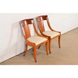 Baker Furniture Regency Solid Cherry Wood Side Chairs or Dining Chairs, Pair