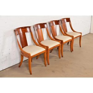 Baker Furniture Regency Solid Cherry Wood Side Chairs or Dining Chairs, Set of Four