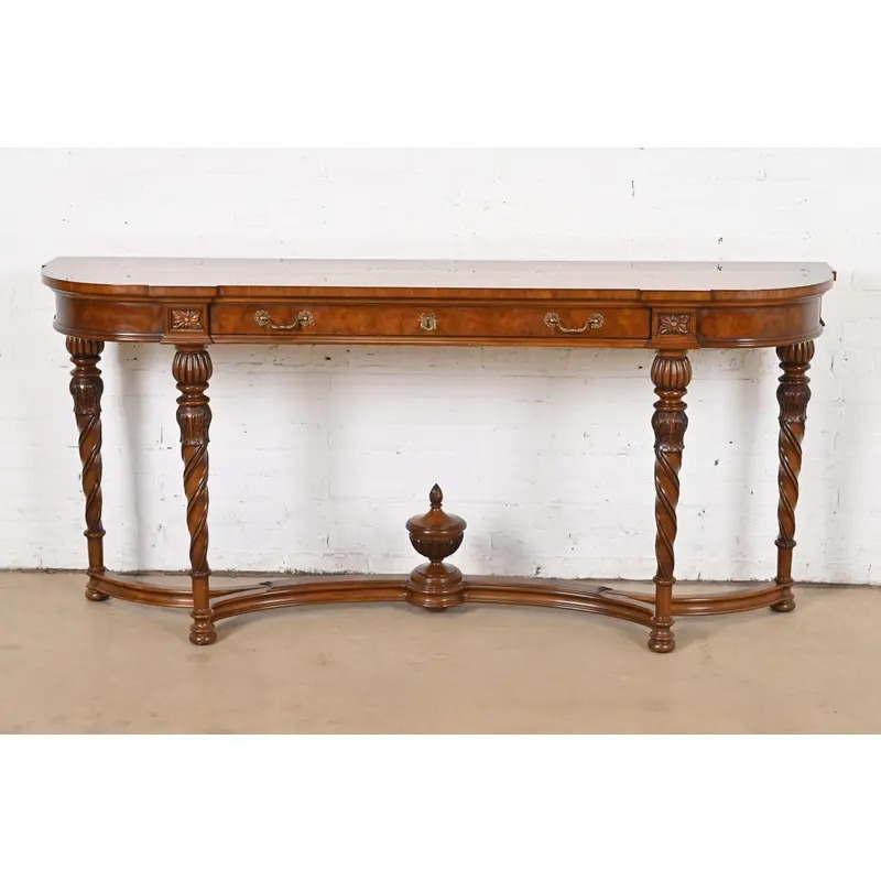 Karges French Regency Louis XVI Burled Walnut Console Table or Server