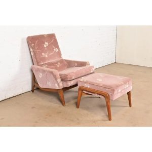 Lawrence Peabody for Richardson Nemschoff Mid-Century Modern Upholstered Lounge Chair With Ottoman, 1960s