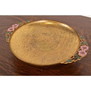 Louis Comfort Tiffany Furnaces Favrile Bronze Doré and Enamel Footed Centerpiece Bowl or Tazza