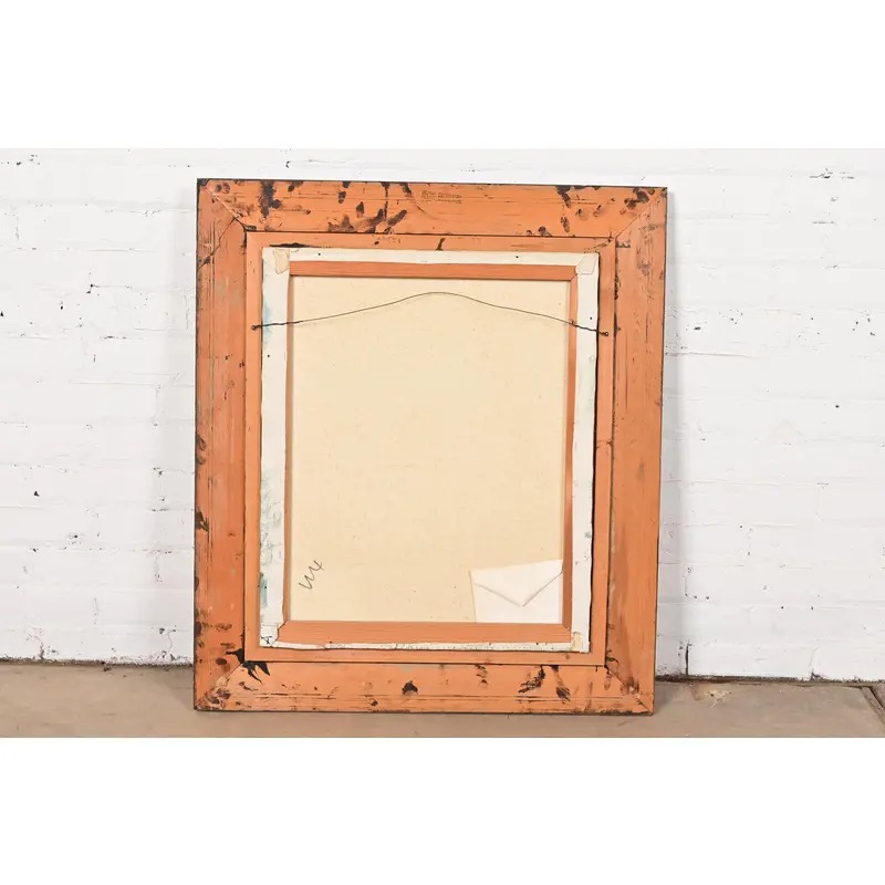 Original Artist Signed "Barn in Snowfall" Oil Painting on Canvas in Carved Wood Frame - Image 12