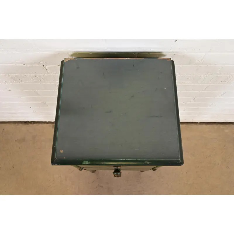 Stickley Brothers Antique Early American Country Cottage Green Lacquered Floral Painted Nightstand, Circa 1920s - Image 12