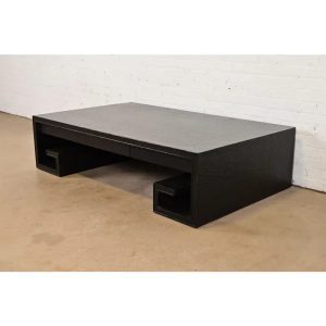 Thomas Pheasant for Baker Furniture Greek Key Black Lacquered Coffee Table