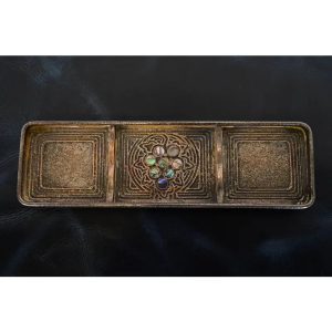 Tiffany Studios New York Silvered Bronze and Abalone Pen Tray