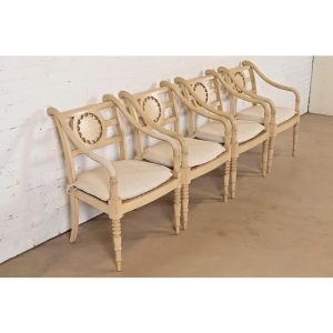 Baker Furniture British Colonial Armchairs, Set of Four