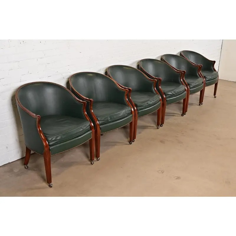 Baker Furniture Modern Regency Leather Upholstered Lounge Chairs, Pair - Image 13