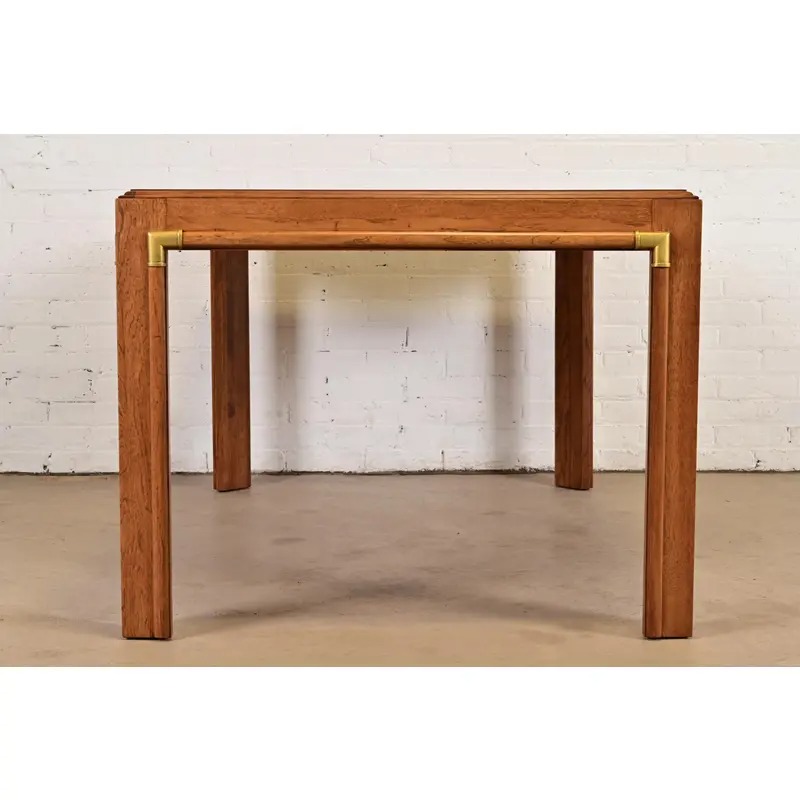 Drexel Heritage Mid-Century Hollywood Regency Campaign Walnut Extension Dining Table, Newly Refinished - Image 13