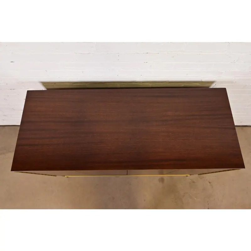 Paul McCobb Irwin Collection Mahogany and Brass Sideboard, Credenza, or Bar Cabinet, Newly Refinished - Image 13