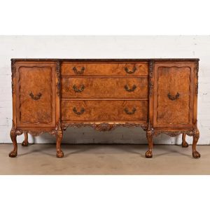 Romweber Chippendale Burl Wood Sideboard or Bar Cabinet, Circa 1920s