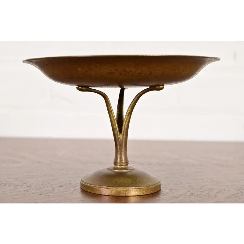 Tiffany Studios New York Bronze Doré Pedestal Bowl or Compote Dish - Image 13