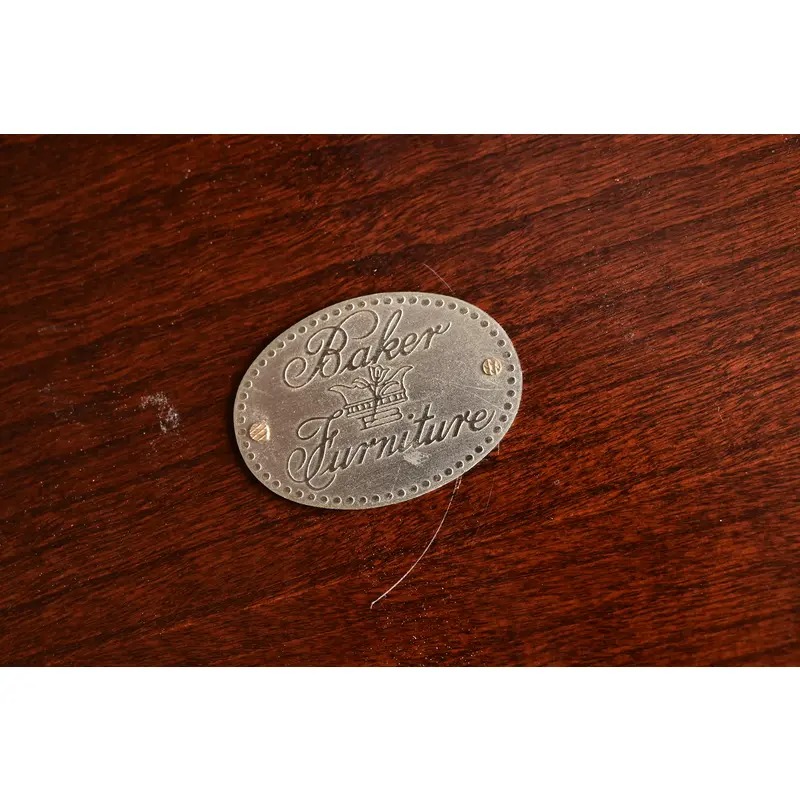 Baker Furniture Georgian Banded Mahogany Double Pedestal Extension Dining Table, Newly Refinished - Image 14