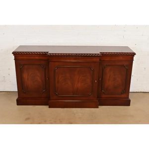 Baker Furniture Historic Charleston Georgian Flame Mahogany Breakfront Sideboard or Bar Cabinet