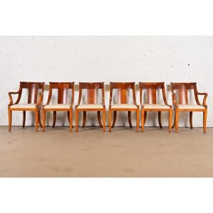 Baker Furniture Regency Solid Cherry Wood Dining Chairs, Set of Six