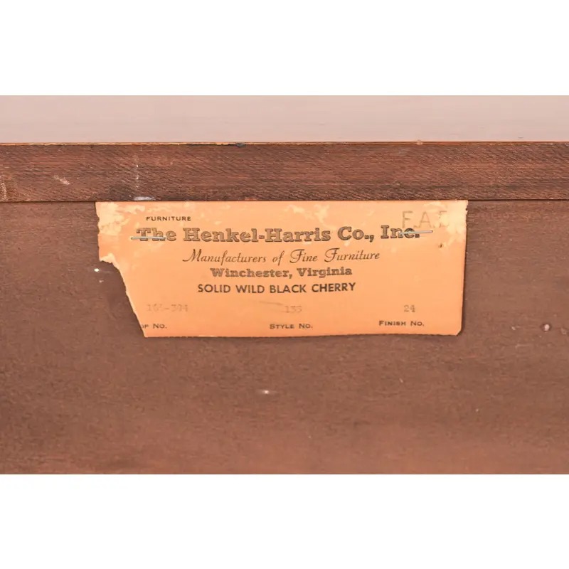 Henkel Harris Georgian Solid Cherry Wood Five-Drawer Dresser or Chest of Drawers, Circa 1960s - Image 14