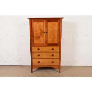 Stickley Harvey Ellis Collection Mission Arts & Crafts Cherry Wood and Tiger Maple Media Armoire Cabinet