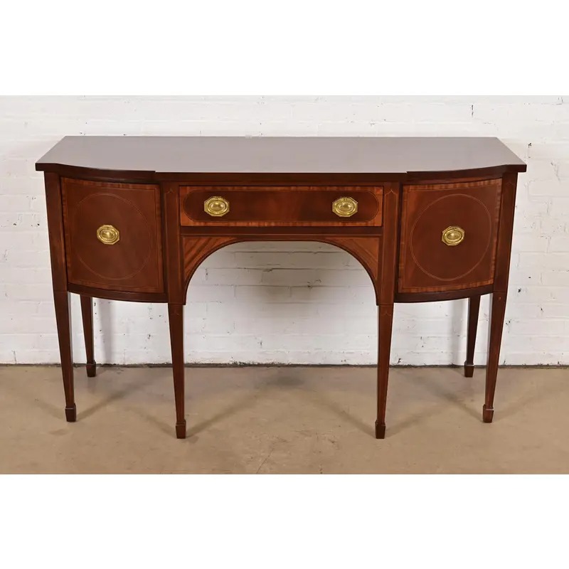 Baker Furniture Federal Inlaid Mahogany Sideboard Credenza, Newly Refinished