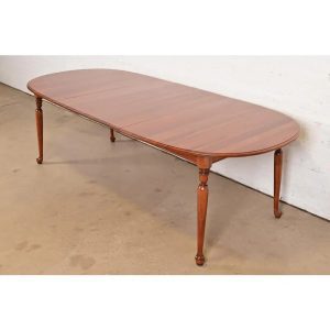 Ethan Allen American Colonial Solid Cherry Wood Extension Dining Table, Newly Refinished